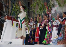 Claudia Sheinbaum Sworn In As Mexico's First Woman President And Receives Baton In Mexico City's Zocalo