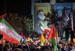 Iranians Celebrate Iran's Missile Attack Against Israel