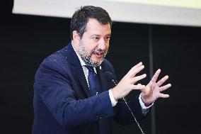 Matteo Salvini Attends Le Concessioni Di Infrastrutture E Di Servizi Di Trasporto  Conference In Milan