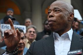 Rally With Mayor Of New York City Eric Adams At City Hall In Manhattan New York