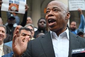 Rally With Mayor Of New York City Eric Adams At City Hall In Manhattan New York