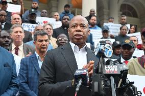 Rally With Mayor Of New York City Eric Adams At City Hall In Manhattan New York