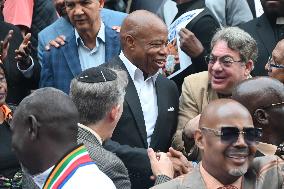 Rally With Mayor Of New York City Eric Adams At City Hall In Manhattan New York