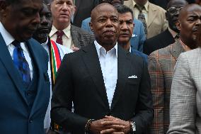 Rally With Mayor Of New York City Eric Adams At City Hall In Manhattan New York