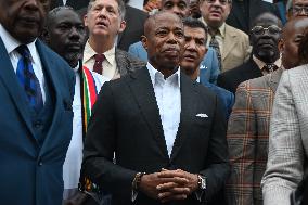 Rally With Mayor Of New York City Eric Adams At City Hall In Manhattan New York