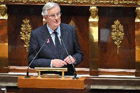 PM Barnier Delivers General Policy Speech - Paris