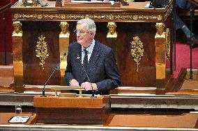 PM Barnier Delivers General Policy Speech - Paris