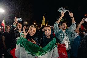 Iranians Celebrate Missile Attack - Tehran