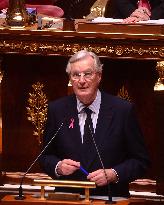 PM Barnier Delivers General Policy Speech - Paris