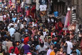 Dashain Festival Crowd In Nepal.