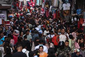 Dashain Festival Crowd In Nepal.