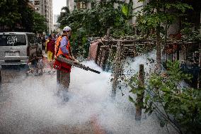 Mosquito Repellent Being Sprayed To Kill Mosquitoes