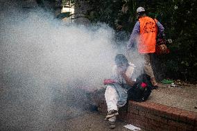 Mosquito Repellent Being Sprayed To Kill Mosquitoes