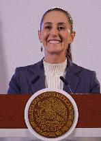 Claudia Sheinbaum, President Of Mexico, Holds Her First Morning Conference At The National Palace In Mexico City