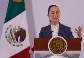 Claudia Sheinbaum, President Of Mexico, Holds Her First Morning Conference At The National Palace In Mexico City