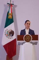 Claudia Sheinbaum, President Of Mexico, Holds Her First Morning Conference At The National Palace In Mexico City