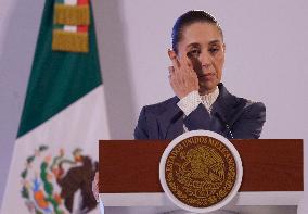 Claudia Sheinbaum, President Of Mexico, Holds Her First Morning Conference At The National Palace In Mexico City