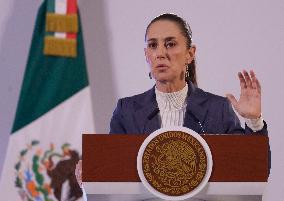 Claudia Sheinbaum, President Of Mexico, Holds Her First Morning Conference At The National Palace In Mexico City