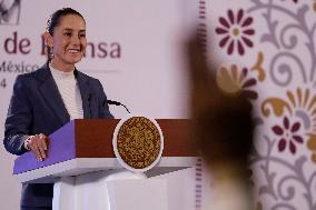 Claudia Sheinbaum, President Of Mexico, Holds Her First Morning Conference At The National Palace In Mexico City