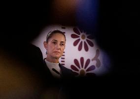 Claudia Sheinbaum, President Of Mexico, Holds Her First Morning Conference At The National Palace In Mexico City