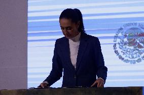 Claudia Sheinbaum, President Of Mexico, Holds Her First Morning Conference At The National Palace In Mexico City