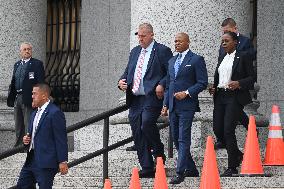 Mayor Of New York City Eric Adams Departs Courthouse Following Court Appearance In Manhattan New York