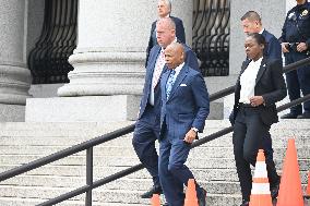 Mayor Of New York City Eric Adams Departs Courthouse Following Court Appearance In Manhattan New York