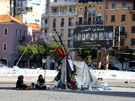 Thousands Sleep Outdoors In Beirut Flee As Israeli Strikes