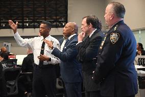 Interim New York City Police Commissioner Thomas Donlon And Mayor Of New York City Eric Adams Receive Briefing On 2024 High Holy