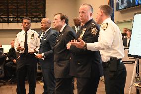 Interim New York City Police Commissioner Thomas Donlon And Mayor Of New York City Eric Adams Receive Briefing On 2024 High Holy