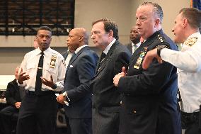 Interim New York City Police Commissioner Thomas Donlon And Mayor Of New York City Eric Adams Receive Briefing On 2024 High Holy