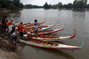 Rider Compete During The Annual ''Sword-Headed Boat Racing Festival