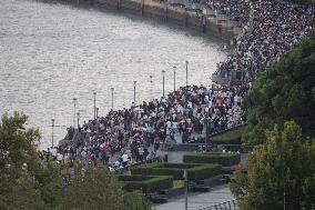 The Bund Crowded With People in Shanghai