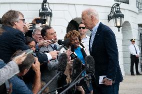 President Joe Biden departs the White House