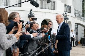 President Joe Biden departs the White House