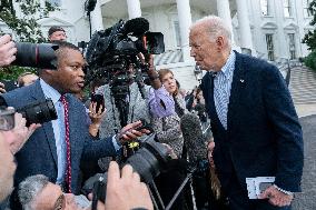 President Joe Biden departs the White House