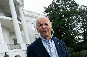 President Joe Biden departs the White House