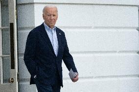 President Joe Biden departs the White House