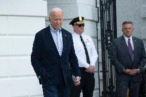 President Joe Biden departs the White House