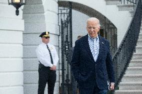 President Joe Biden departs the White House