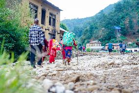 Salamdo River Flooding Damaged Homes In Patikharka Of Kavrepalanchok District, Nepal.