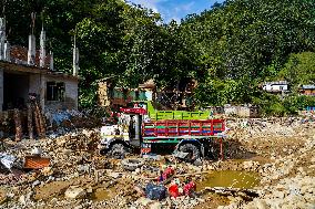 Salamdo River Flooding Damaged Homes In Patikharka Of Kavrepalanchok District, Nepal.