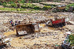 Salamdo River Flooding Damaged Homes In Patikharka Of Kavrepalanchok District, Nepal.