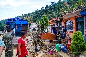 Salamdo River Flooding Damaged Homes In Patikharka Of Kavrepalanchok District, Nepal.