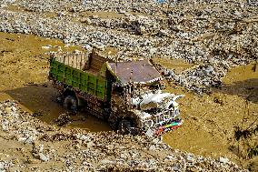 Salamdo River Flooding Damaged Homes In Patikharka Of Kavrepalanchok District, Nepal.