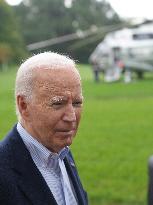 President Biden Takes Questions From The Press About Israel And Iran As He Boards Marine One.