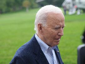 President Biden Takes Questions From The Press About Israel And Iran As He Boards Marine One.