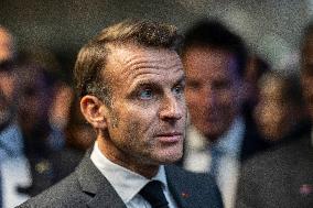 Emmanuel Macron inaugurates FrancoTech trade fair at Station F - Paris