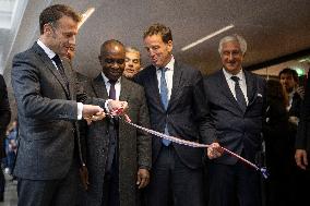 Emmanuel Macron inaugurates FrancoTech trade fair at Station F - Paris