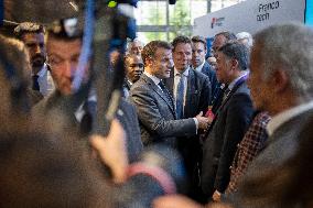 Emmanuel Macron inaugurates FrancoTech trade fair at Station F - Paris